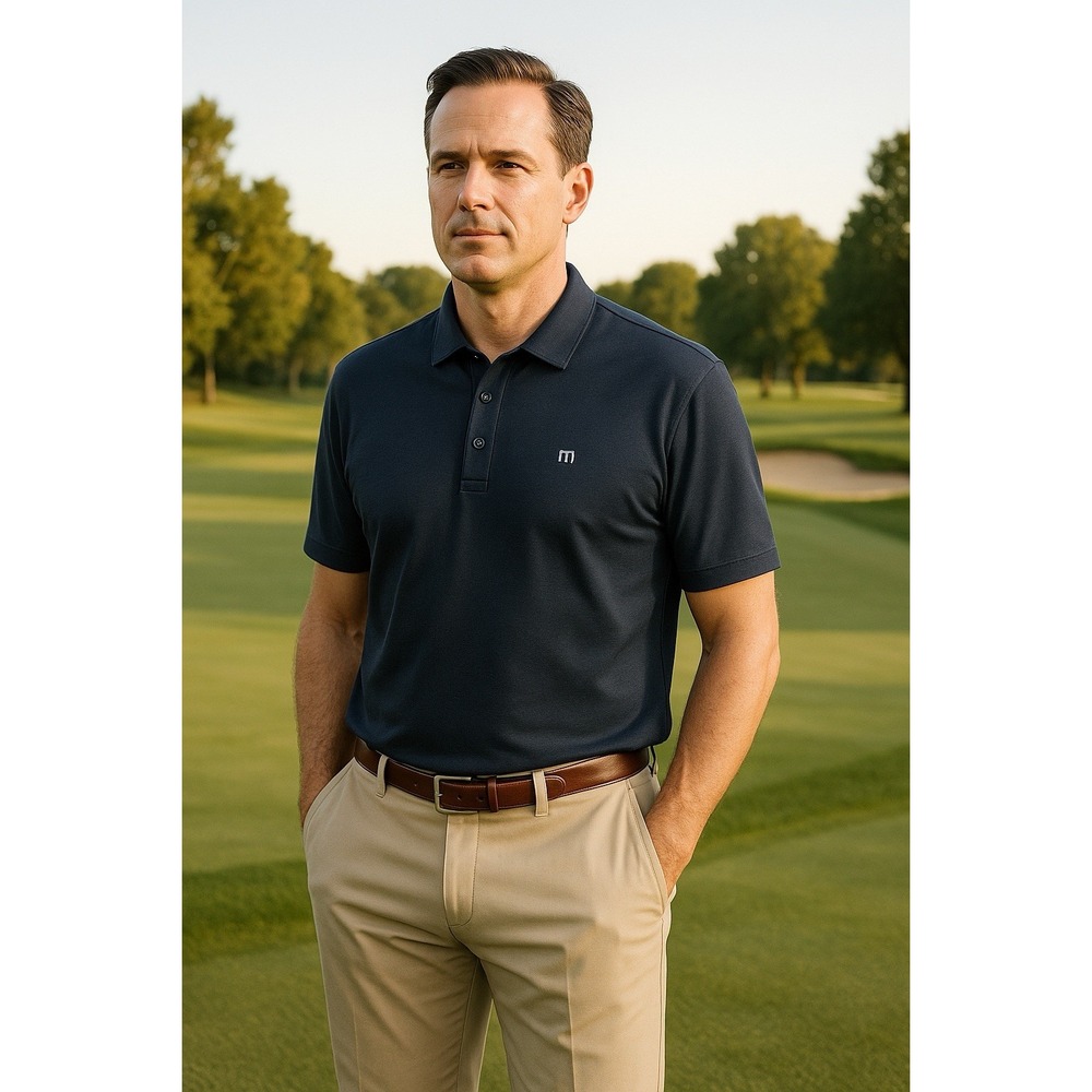 TravisMathew Men's Polo Shirt XL Navy Blue Performance Golf Casual Pima Cotton